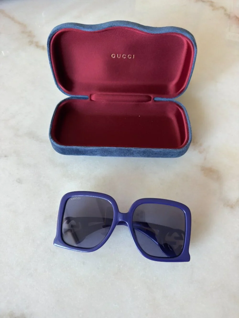 Gucci GG Square Sunglasses - Shiny Violet/Blue